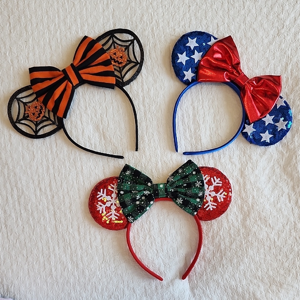 Amazon Kids Holiday Headband Set - Black, Blue, Red